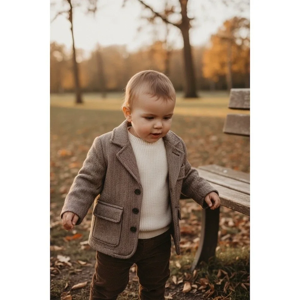 GAP babyGAP Toddler Blazer Jacket Boys 2T Brown Herringbone Lined Formal wool